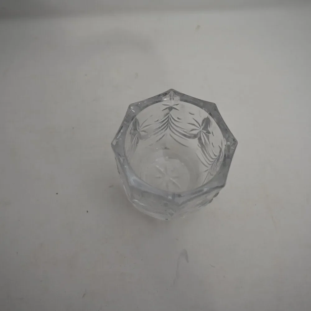 Vintage Pressed Glass Toothpick Holder Octagon Starburst 3.25 Inch
